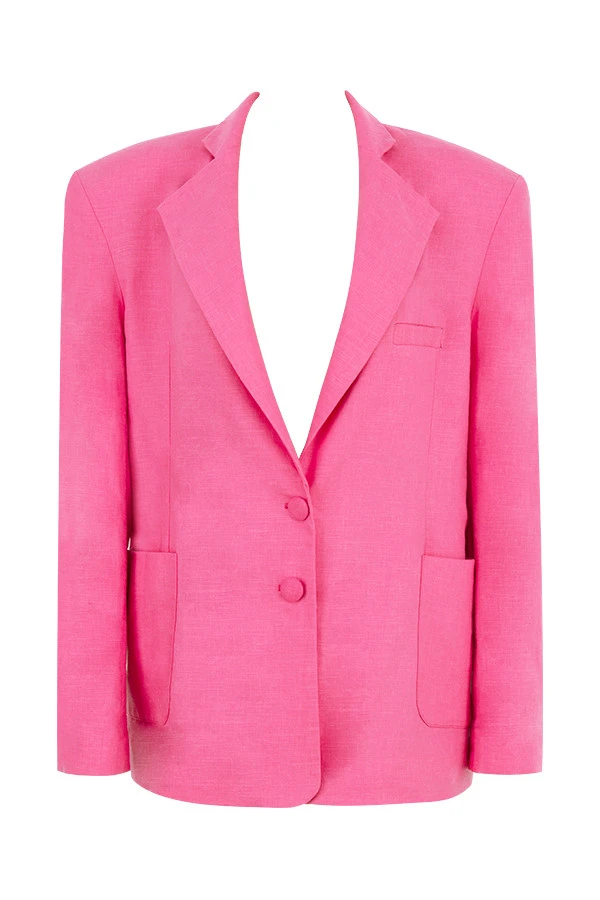 Pink Oversized Linen Blend Blazer – Bild 13