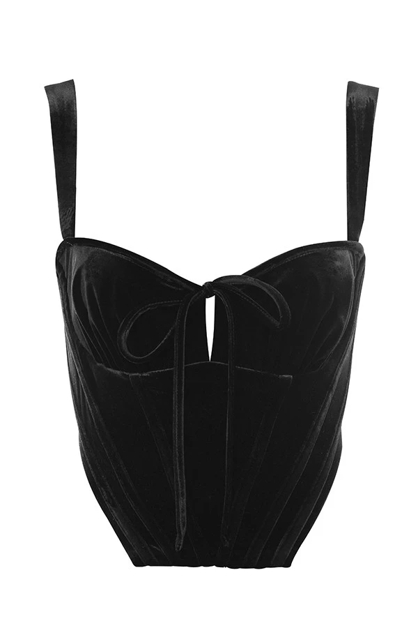 Black Velvet Cupped Corset Top – Bild 20