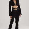 Black V-Front Trousers