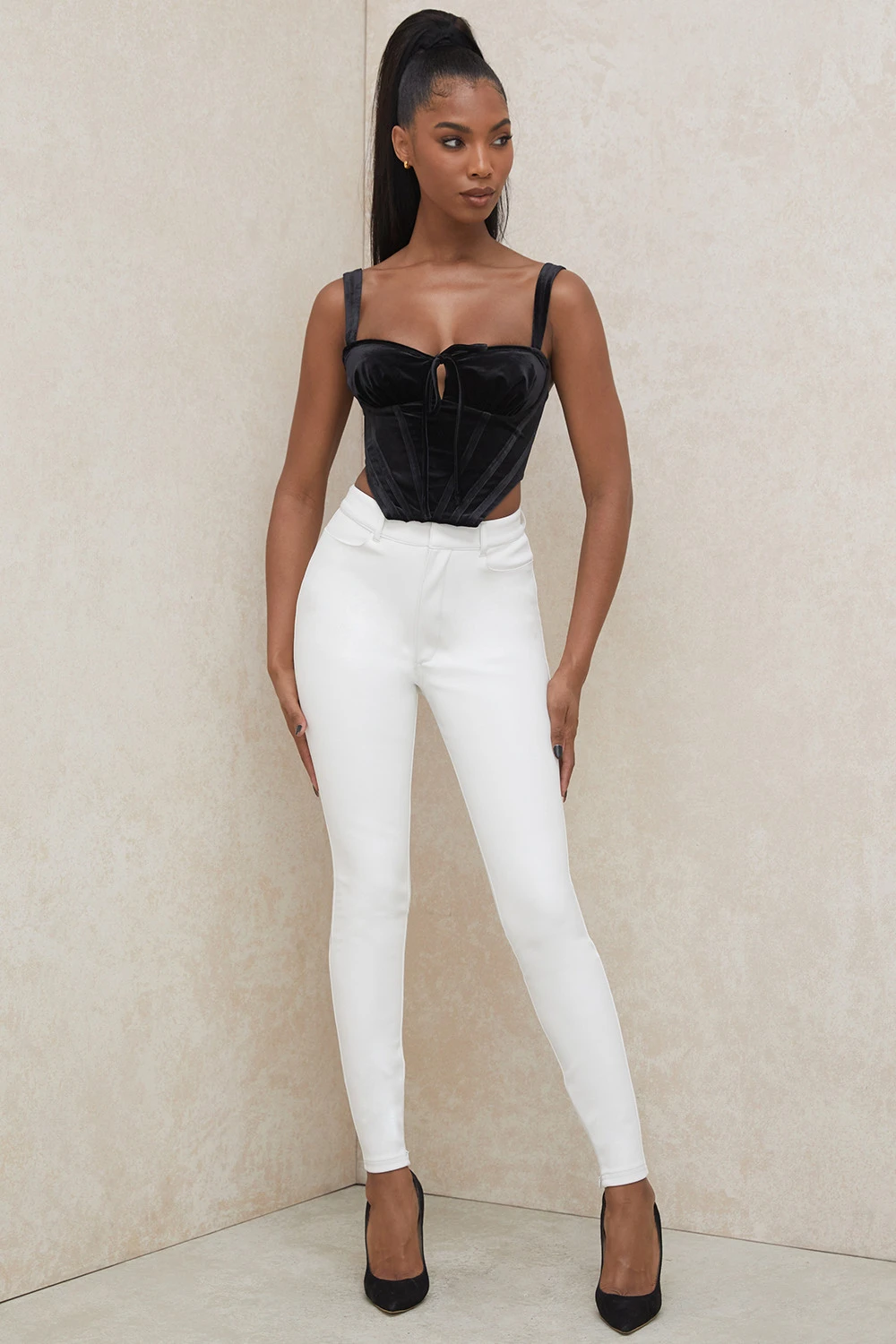 Black Velvet Cupped Corset Top – Bild 8