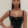 Black Velvet Cupped Corset Top