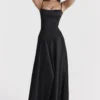 Black Lace Up Maxi Dress