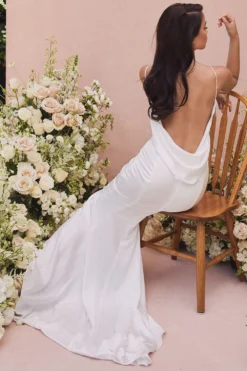 Ivory Draped Back Bridal Gown - Limited Edition