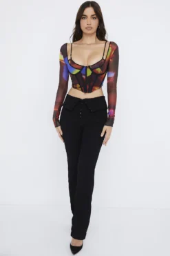 Black Fold Front Trousers