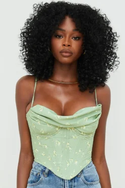Olive Floral Draped Corset