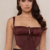 Raisin Satin Cropped Corset