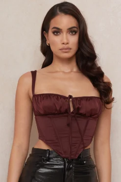 Raisin Satin Cropped Corset