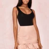 Blush Vegan Leather Ruffle Mini Skirt