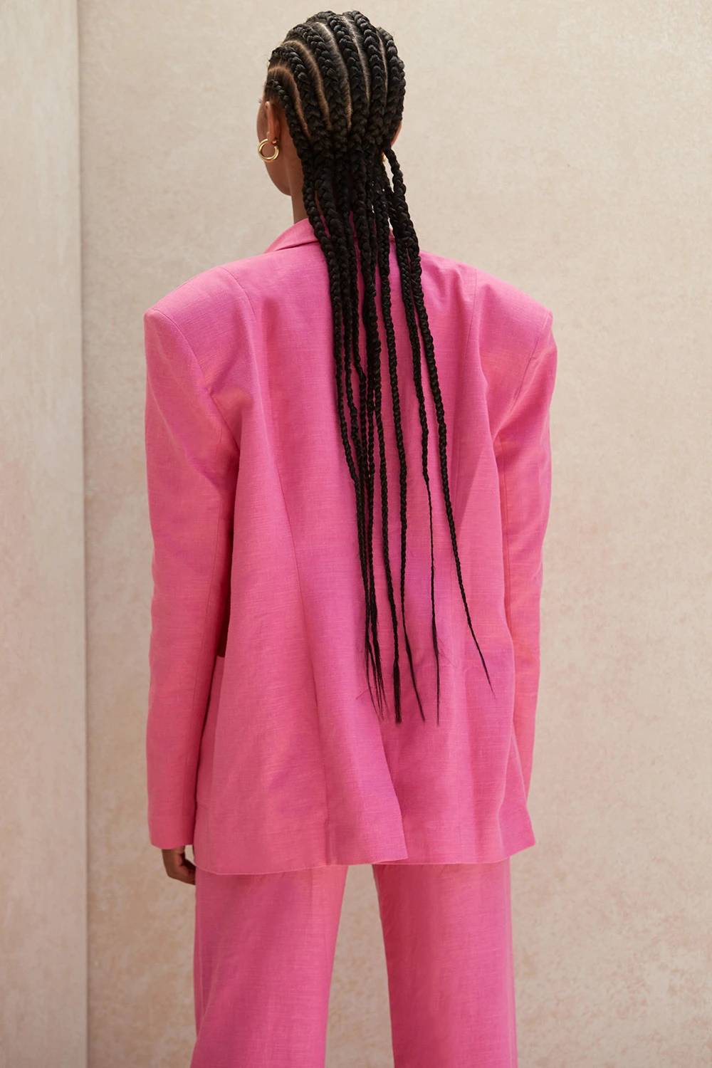 Pink Oversized Linen Blend Blazer – Bild 8