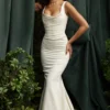 Off White Satin Mermaid Bridal Gown