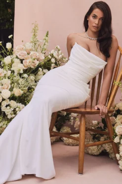Ivory Draped Strapless Bridal Gown - Limited Edition