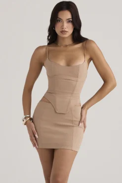 Beige Sculpting Mini Skirt