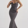 Shadow Satin Strapless Gown