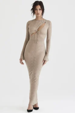 Stone Floral Lace Maxi Dress