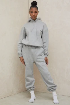 Grey Brushback Jogging Trousers