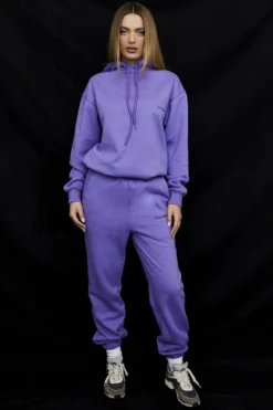 Purple Fleece Back Jogging Trousers