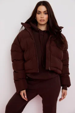 Chocolate Oversized C Shape Puffer Jacket