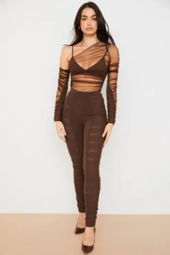Chocolate Layered Mesh Trousers