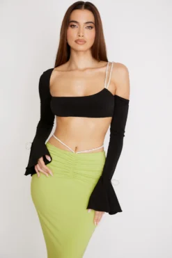 Black Crystal Trim Bandeau Top