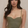 Olive Sweetheart Neckline Bandage Bodysuit