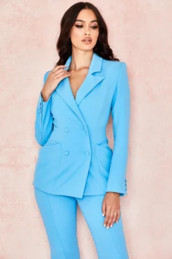 Blue Double Breasted Tailored Blazer