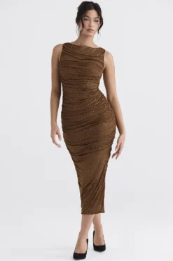 Coffee Crystallised Maxi Dress