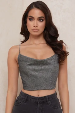 Silver Crop Top