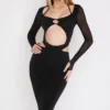 Black Cutout Midi Dress