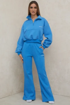 Blue Flared Leg Track Pants