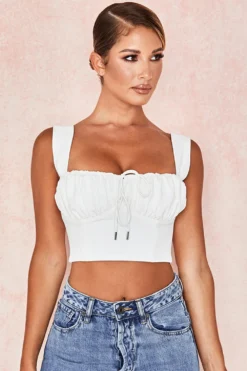 White Blouson Corset Top
