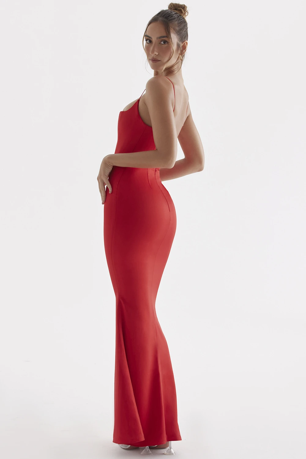 Red Rose Satin Corset Maxi Dress – Bild 9