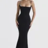 Black Satin Corset Maxi Dress