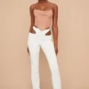 White Crepe Cutout Trousers