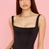 Black Satin Longline Corset