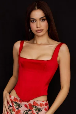 Scarlet Satin Longline Corset