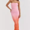 Ombre Gathered Maxi Dress