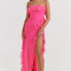 Fuchsia Ruffle Maxi Dress