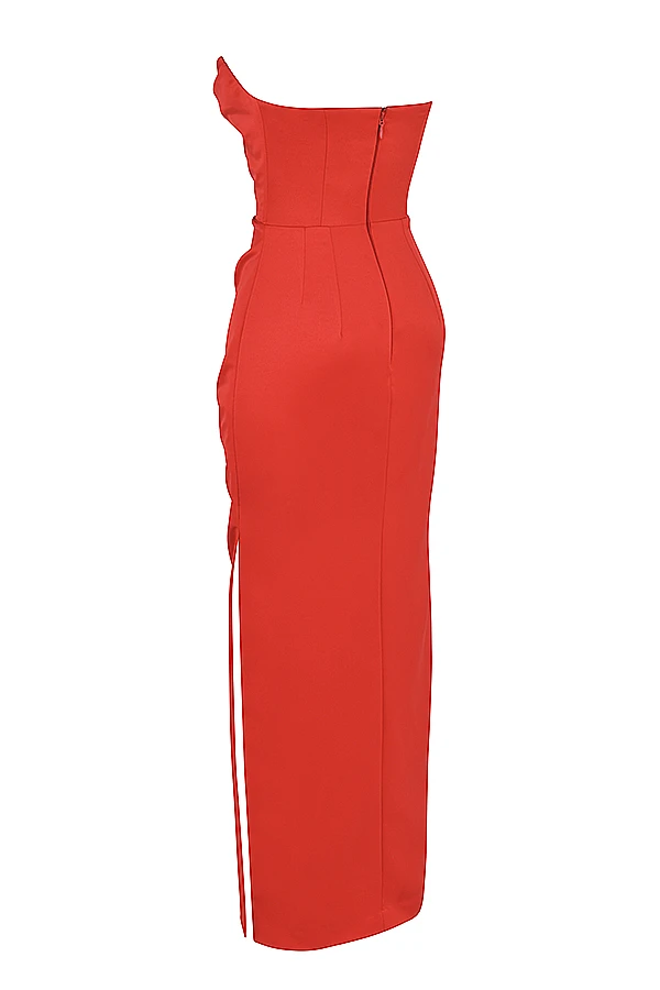 Scarlet Satin Strapless Gown – Bild 13