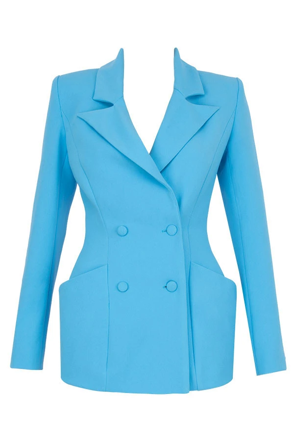 Blue Double Breasted Tailored Blazer – Bild 15