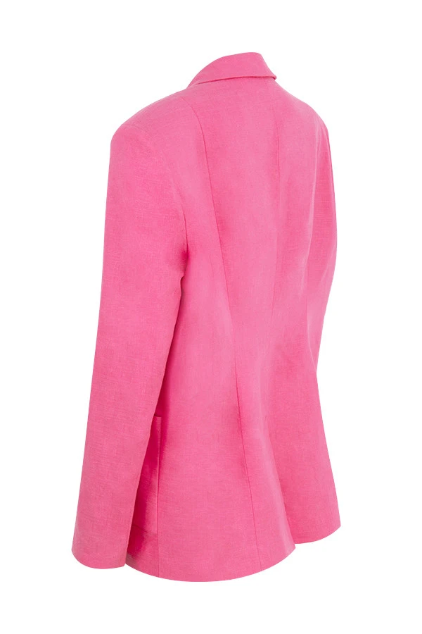 Pink Oversized Linen Blend Blazer – Bild 14