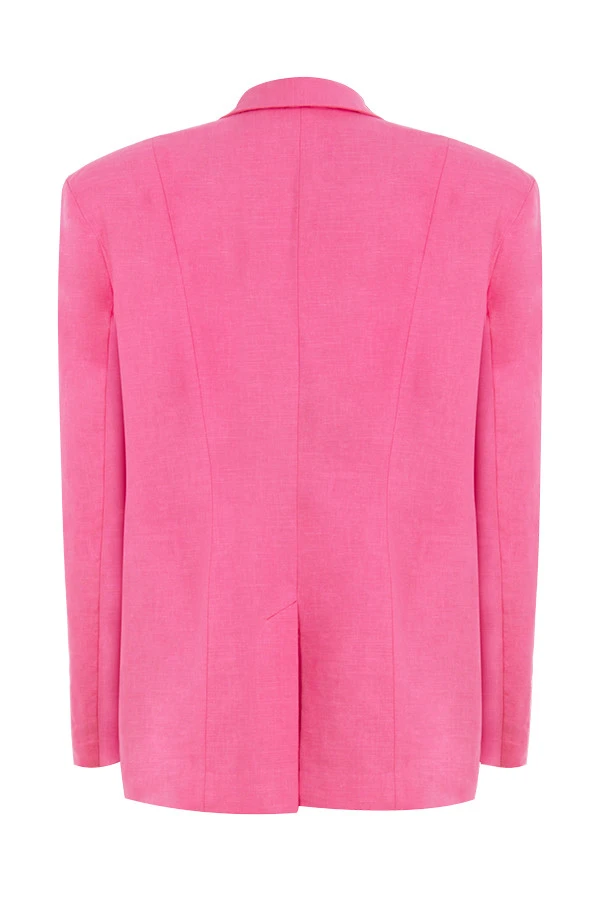 Pink Oversized Linen Blend Blazer – Bild 15