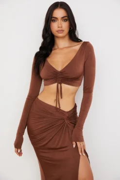 Chocolate Gathered Crop Top