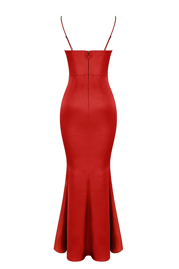 Red Rose Satin Corset Maxi Dress – Bild 16