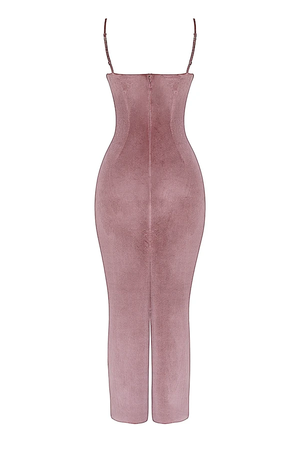 Soft Pink Velvet Midi Dress – Bild 15
