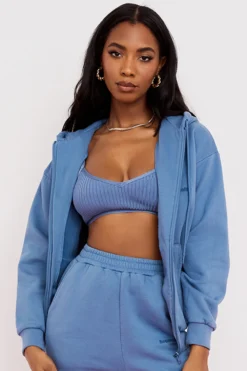 Azure Zip Through Hoodie