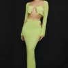Lime Green Georgette Maxi Skirt