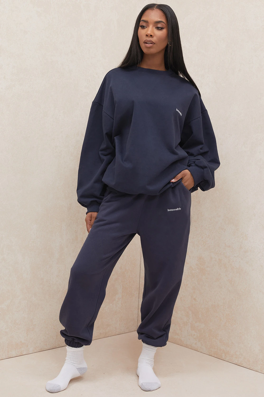Navy Fleece Back Jogging Trousers – Bild 4