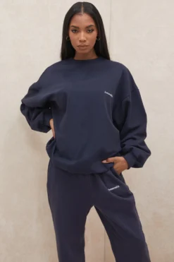 Navy Oversized Crewneck Sweatshirt