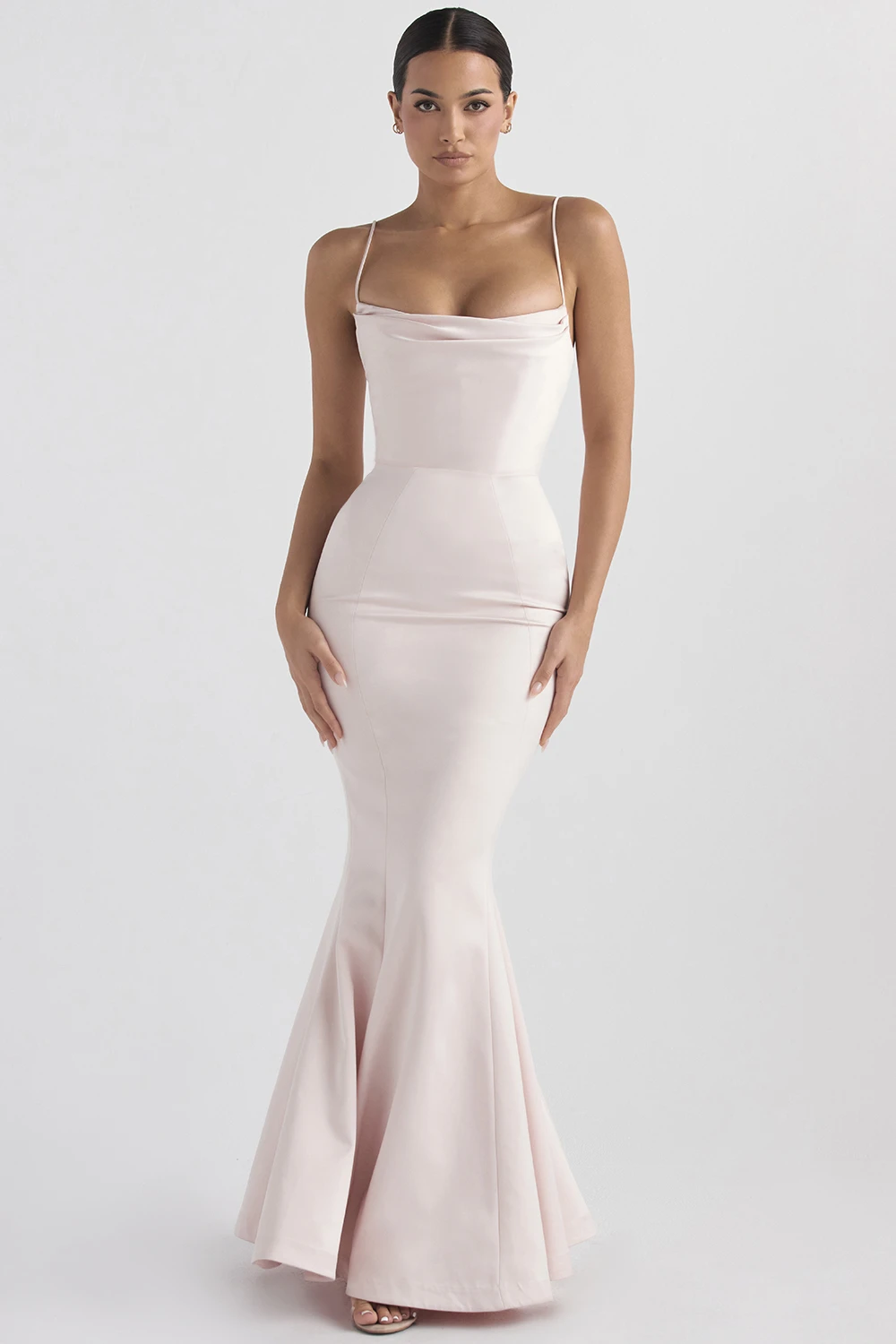 Blush Satin Fishtail Gown
