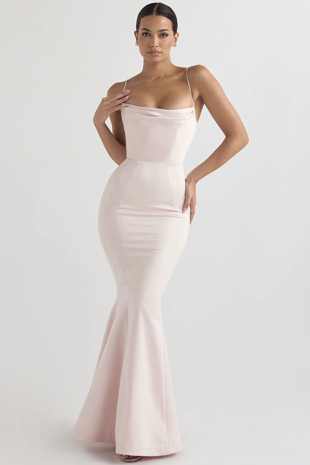 Blush Satin Fishtail Gown – Bild 4